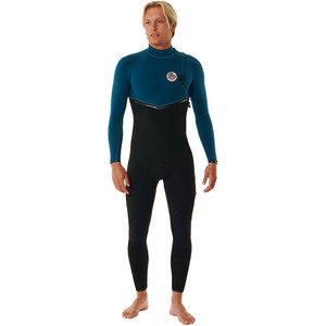 2024 Rip Curl Mens E-Bomb 4/3mm Zip Free Wetsuit 14TMFS - Blue Green